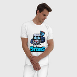 Пижама хлопковая мужская Virus 8 bit brawl stars Blue, цвет: белый — фото 2