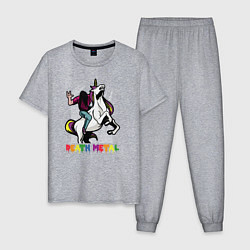Пижама хлопковая мужская Death Metal Unicorn, цвет: меланж