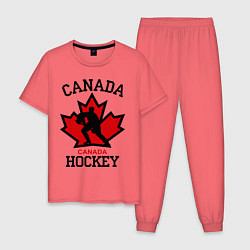 Пижама хлопковая мужская Canada Hockey, цвет: коралловый