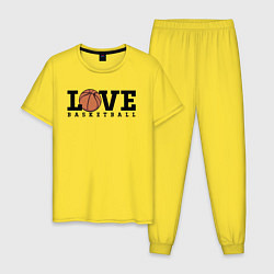 Пижама хлопковая мужская Love Basketball, цвет: желтый