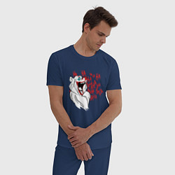 Пижама хлопковая мужская Безумный медведь, цвет: тёмно-синий — фото 2