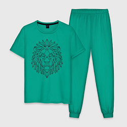 Пижама хлопковая мужская Геометрический Лев, цвет: зеленый