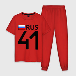 Пижама хлопковая мужская RUS 41, цвет: красный