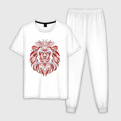 Пижама хлопковая мужская Лев, цвет: белый