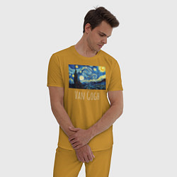 Пижама хлопковая мужская Ван Гог, цвет: горчичный — фото 2