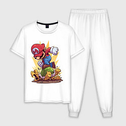 Пижама хлопковая мужская Марио, цвет: белый