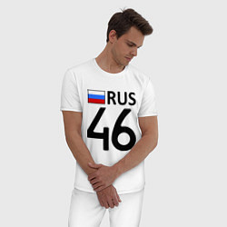 Пижама хлопковая мужская RUS 46, цвет: белый — фото 2