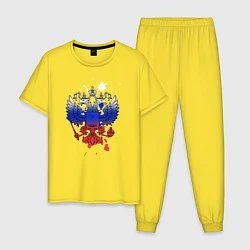 Пижама хлопковая мужская Герб, цвет: желтый