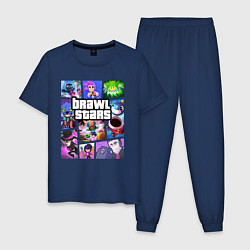 Пижама хлопковая мужская BRAWL STARS Gta Style, цвет: тёмно-синий