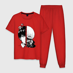 Пижама хлопковая мужская Токийский гуль, цвет: красный