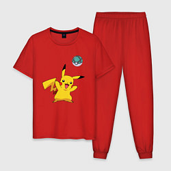 Пижама хлопковая мужская Pokemon pikachu 1, цвет: красный