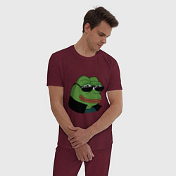 Пижама хлопковая мужская Pepe в очках EZ, цвет: меланж-бордовый — фото 2