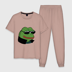 Пижама хлопковая мужская Pepe в очках EZ, цвет: пыльно-розовый