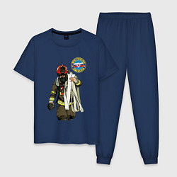 Пижама хлопковая мужская Спасатель МЧС, цвет: тёмно-синий