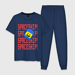 Пижама хлопковая мужская Spaceship, цвет: тёмно-синий