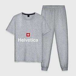 Пижама хлопковая мужская Helvetica Type, цвет: меланж