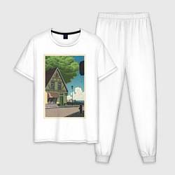 Пижама хлопковая мужская Kikis delivery service, цвет: белый