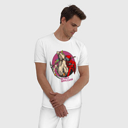 Пижама хлопковая мужская Смерть на единороге, цвет: белый — фото 2