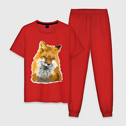 Пижама хлопковая мужская Лиса, цвет: красный
