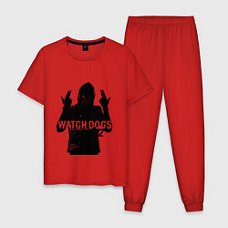 Пижама хлопковая мужская Watch dogs 2 Z, цвет: красный