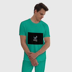 Пижама хлопковая мужская Стич, цвет: зеленый — фото 2