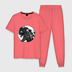 Пижама хлопковая мужская Анубис, цвет: коралловый