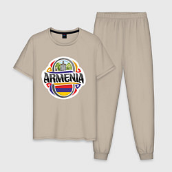 Пижама хлопковая мужская Армения, цвет: миндальный