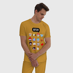 Пижама хлопковая мужская BTS BT21, цвет: горчичный — фото 2