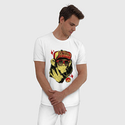 Пижама хлопковая мужская Крутая обезьяна, цвет: белый — фото 2