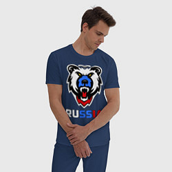 Пижама хлопковая мужская Русский медведь, цвет: тёмно-синий — фото 2