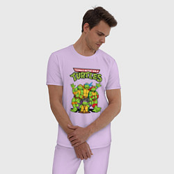 Пижама хлопковая мужская Черепашки ниндзя, цвет: лаванда — фото 2