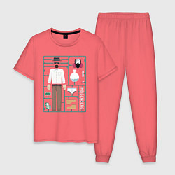 Пижама хлопковая мужская Heisenberg, цвет: коралловый