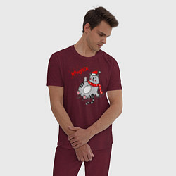 Пижама хлопковая мужская Cat, цвет: меланж-бордовый — фото 2