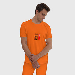 Пижама хлопковая мужская Live life like цвета оранжевый — фото 2