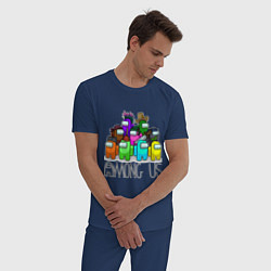 Пижама хлопковая мужская AMONG US - большая компания!, цвет: тёмно-синий — фото 2