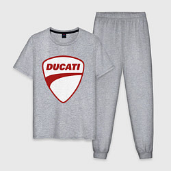 Пижама хлопковая мужская Ducati Logo Дукати Лого Z, цвет: меланж