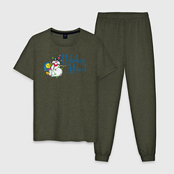 Пижама хлопковая мужская Holiday mood, цвет: меланж-хаки