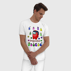Пижама хлопковая мужская AMONG US - Импостер среди нас, цвет: белый — фото 2