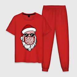 Пижама хлопковая мужская Санта в маске, цвет: красный