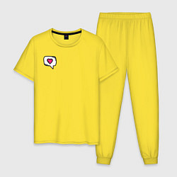 Пижама хлопковая мужская Сердце, цвет: желтый