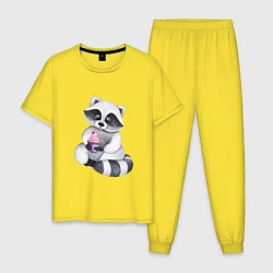 Пижама хлопковая мужская Енотик, цвет: желтый