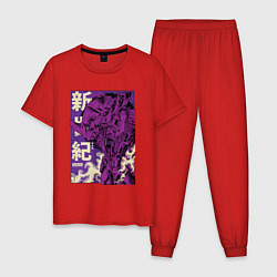 Пижама хлопковая мужская Evangelion Eva-01, цвет: красный