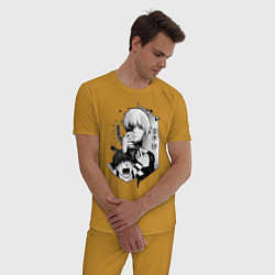 Пижама хлопковая мужская Кен Конеки, цвет: горчичный — фото 2