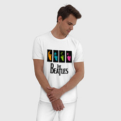 Пижама хлопковая мужская Всемирный день The Beatles, цвет: белый — фото 2