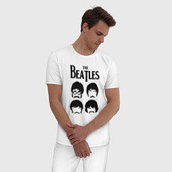 Пижама хлопковая мужская The Beatles Liverpool Four, цвет: белый — фото 2