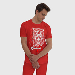 Пижама хлопковая мужская CYBERPUNK 2077, цвет: красный — фото 2