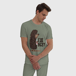 Пижама хлопковая мужская Где все?, цвет: авокадо — фото 2