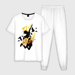 Пижама хлопковая мужская FLY HIGH gold ver, цвет: белый