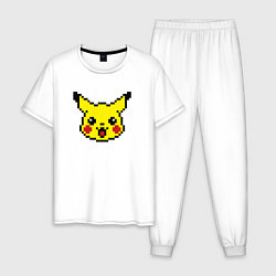 Пижама хлопковая мужская Пикачу Пиксель, цвет: белый