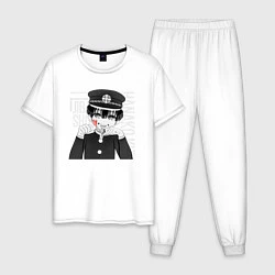Пижама хлопковая мужская Ханако кун, цвет: белый